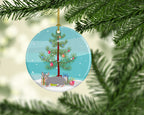 Dwelf Cat Christmas Ceramic Ornament