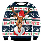 Mixed Color Elk Christmas Long Sleeve Sweater Coat