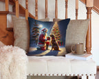 Chesapeake Bay Retriever and Santa Claus Throw Pillow