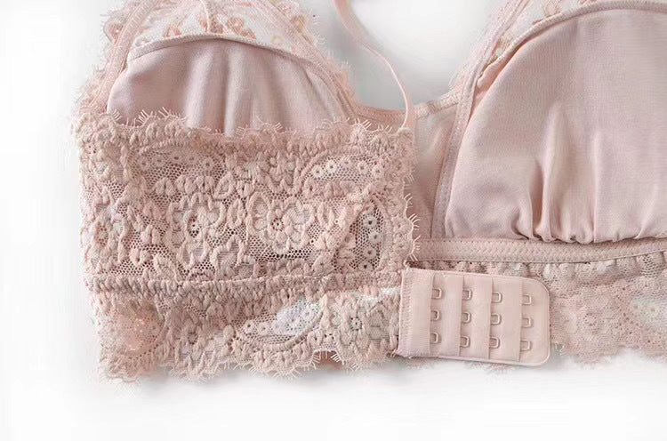 Lace Strapless Wireless Women's Fashion Bra Set