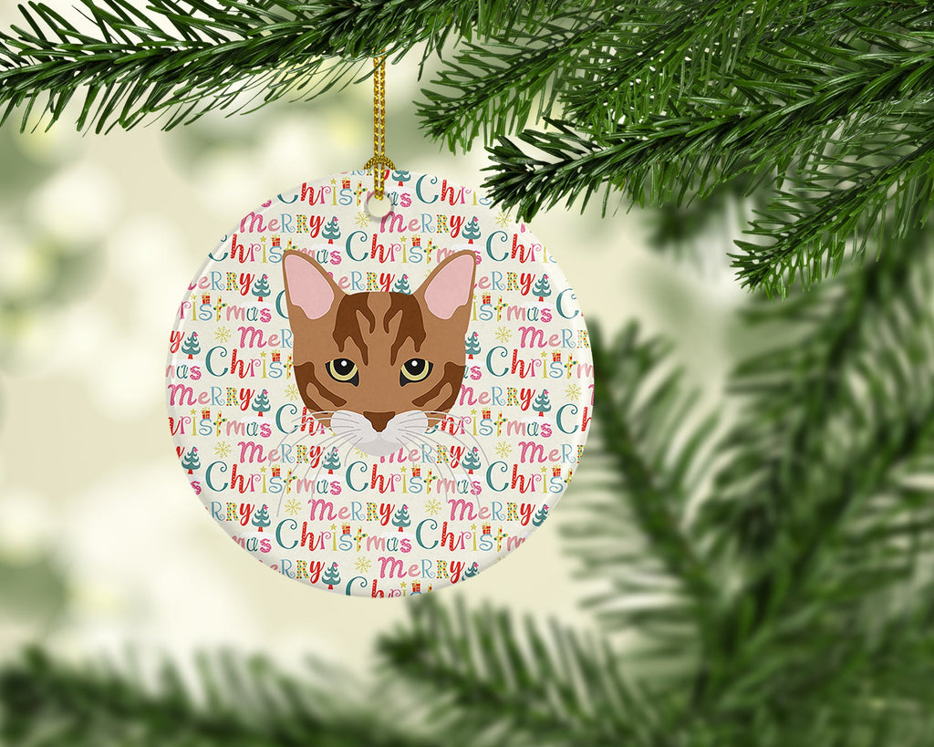 Toyger Cat Christmas Ceramic Ornament