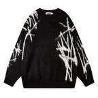 Men's Hip Hop Graffiti Embroidered Crew Neck Sweater