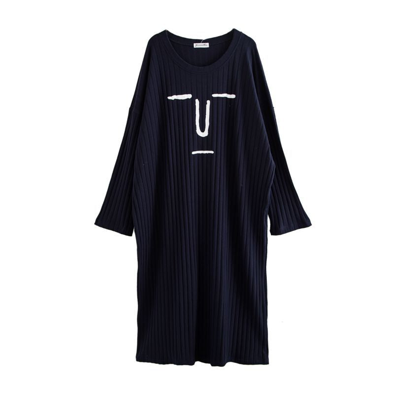 Plus Size Cartoon Print Nightgown with Three-Quarter Sleeves