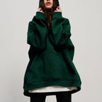 Boyfriend Style Hooded Polar Fleece Sweater with Pockets