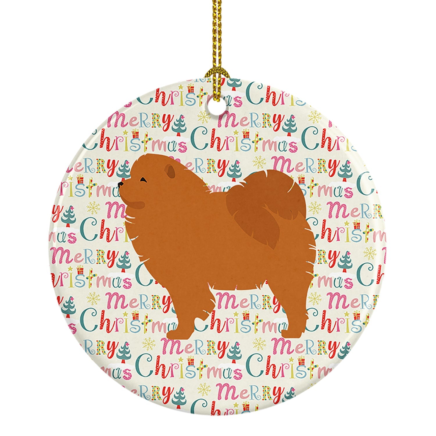 Chow Chow Merry Christmas Ceramic Ornament