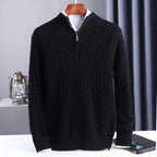 Men's Warm High Collar Zipper Twist Sweater Top