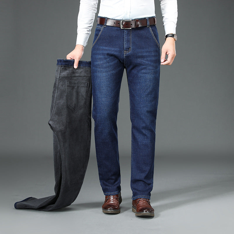 Fleece Lined Padded Straight Jeans for Warmth