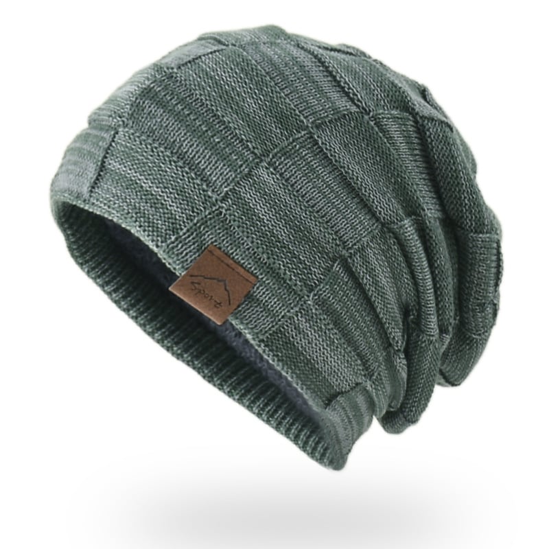 Versatile Knitted Fleece Hat in Mixed Colors for Warmth | Embroidered Cap