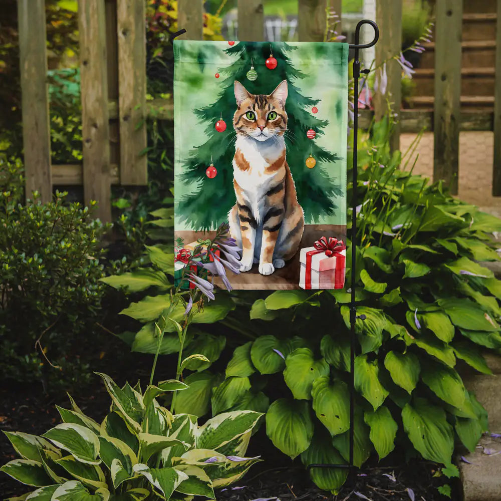 Owyhee Bob Cat By the Christmas Tree Garden Flag