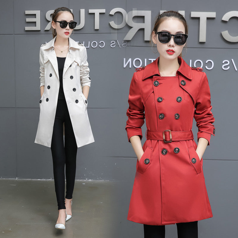 Plus Size Slim Mid-Length Women's Trench Coat