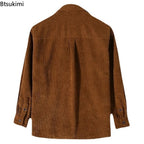 2024 Men's Corduroy Long Sleeve Casual Shirt with Pockets