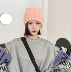 Super Cute Knitted Wool Hat with Little Ears | Embroidered Cap