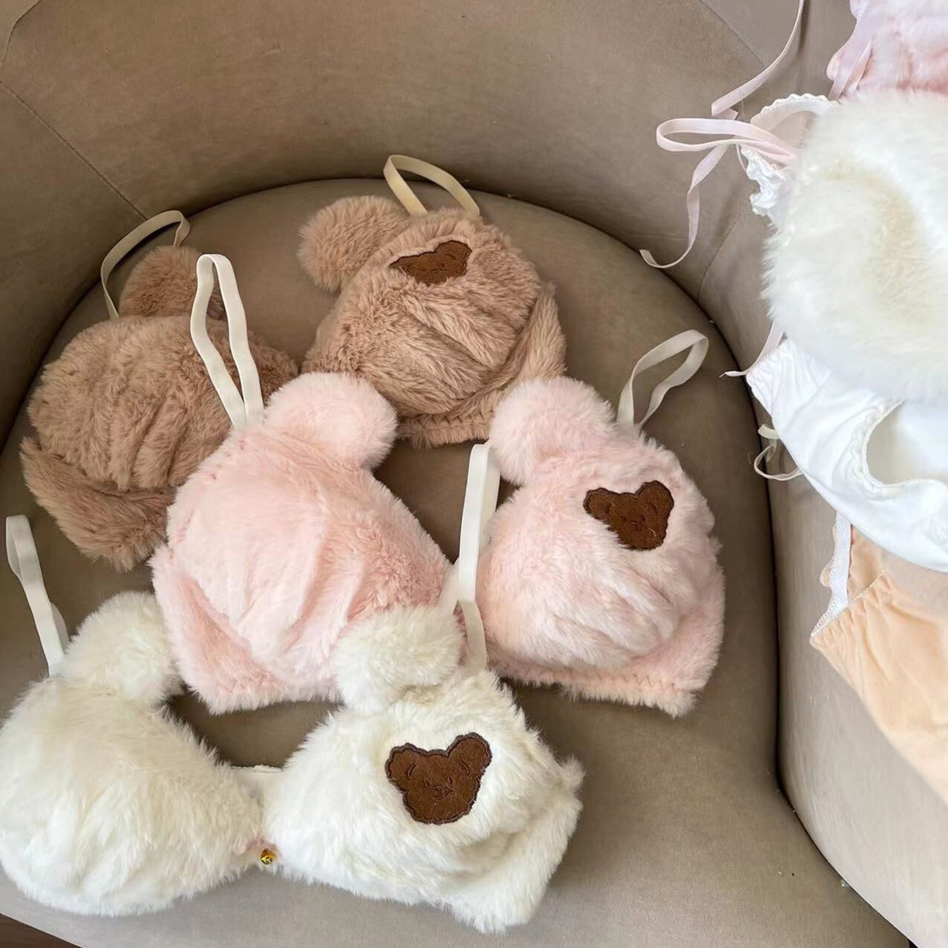 Girls Cartoon Bear Bra & Underwear Set