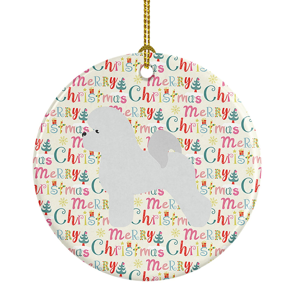 Bichon Frise Merry Christmas Ceramic Ornament