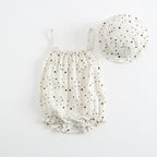 Korean Style Baby Girl Cotton Bodysuit with Hat