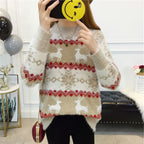 Christmas Sweater with Snowflake Reindeer Design