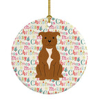 Merry Christmas Staffordshire Bull Terrier Brown Ceramic Ornament