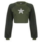 Trend Star Print Contrast Wool Raglan Sleeve Sweater