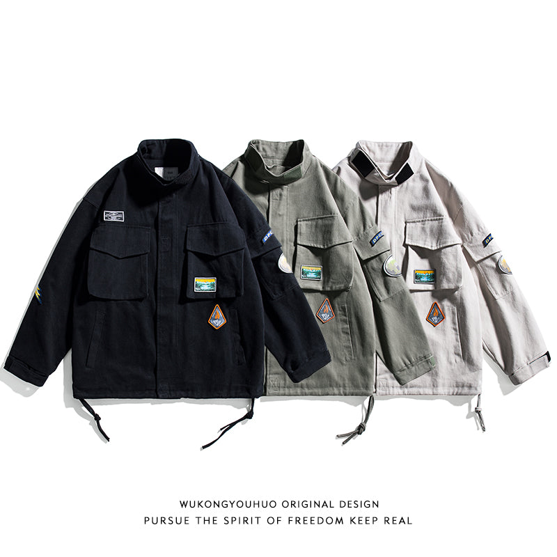 Wukong Japanese Retro Multi-Pocket Tooling Jacket