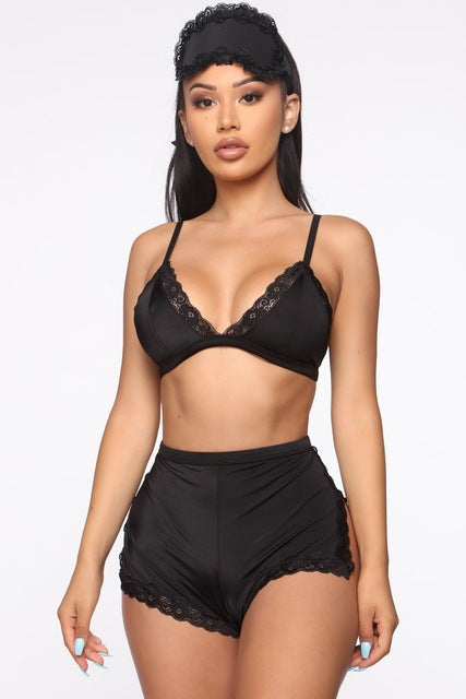 Women's Deep V-Neck Lace Lingerie and Sleepwear