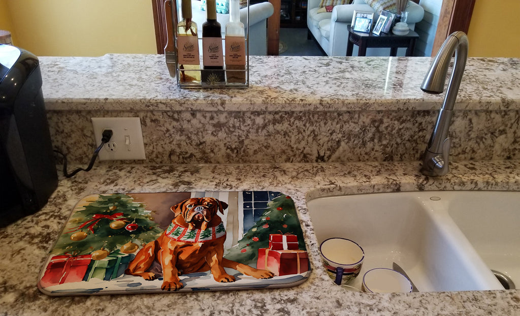 Dogue de Bordeaux Cozy Christmas Dish Drying Mat