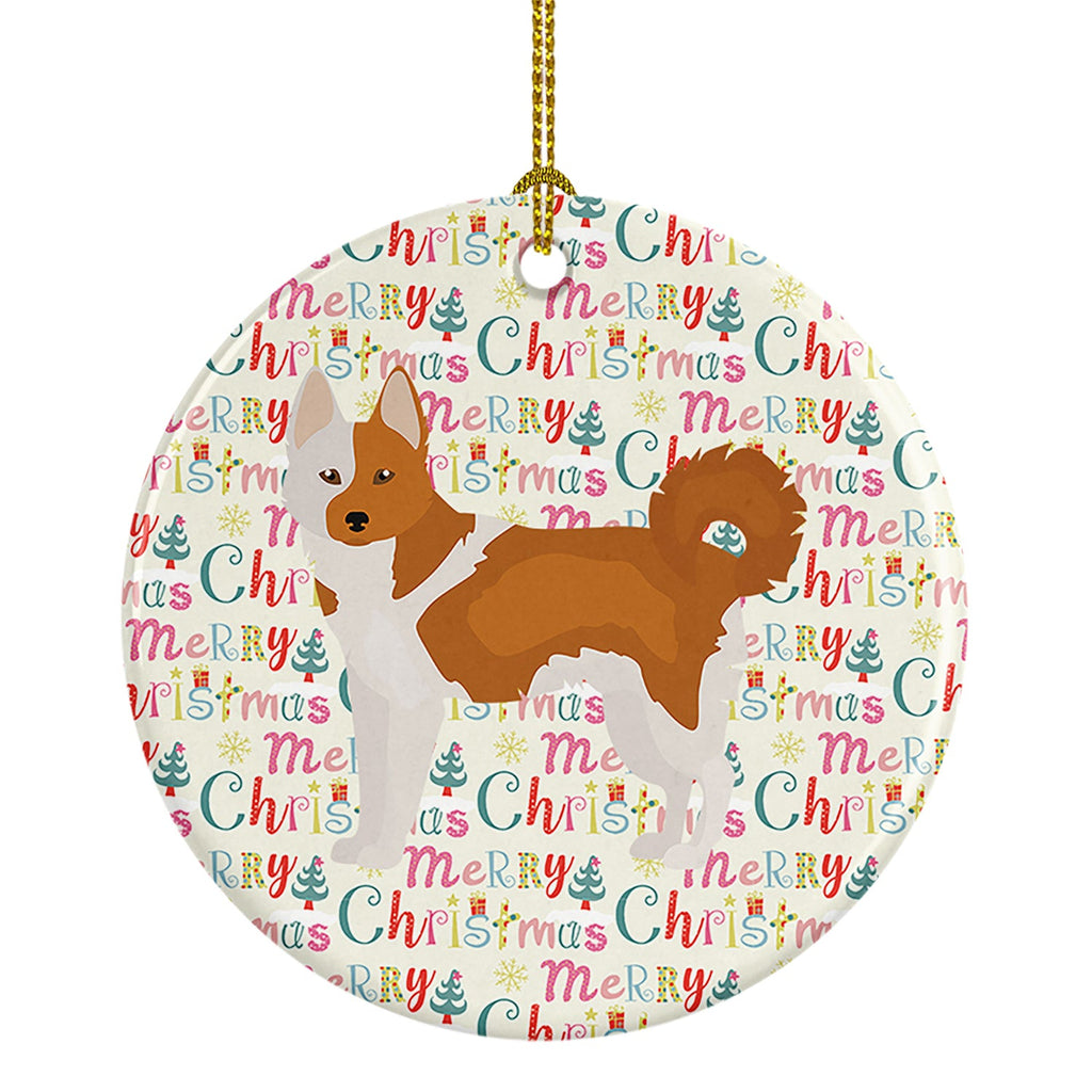 Nordic Spitz Merry Christmas Ceramic Ornament