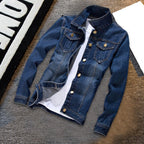 Men's Slim Fit Denim Jacket with Long Sleeves
