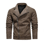 Men's Fashion Leather Jacket with Stylish Lapel and Zipper