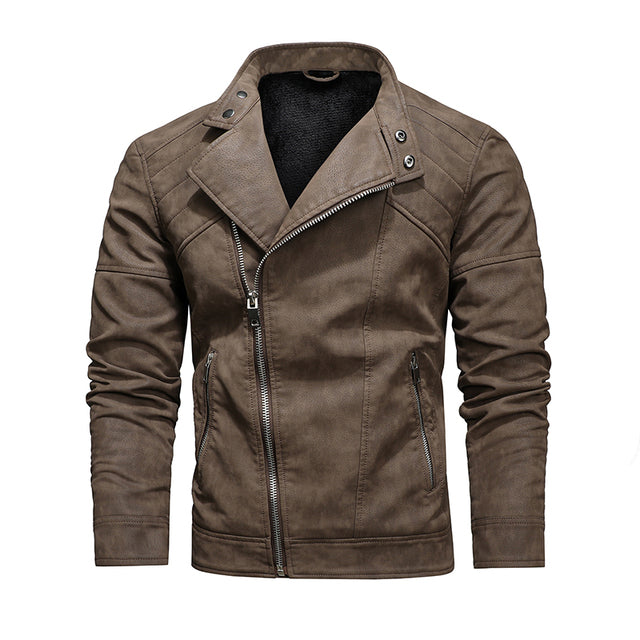 Men's Fashion Leather Jacket with Stylish Lapel and Zipper