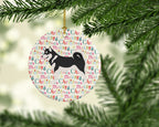 Alaskan Malamute Merry Christmas Ceramic Ornament