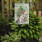 Bichon Frise Red Hat Christmas Presents and Tree Garden Flag