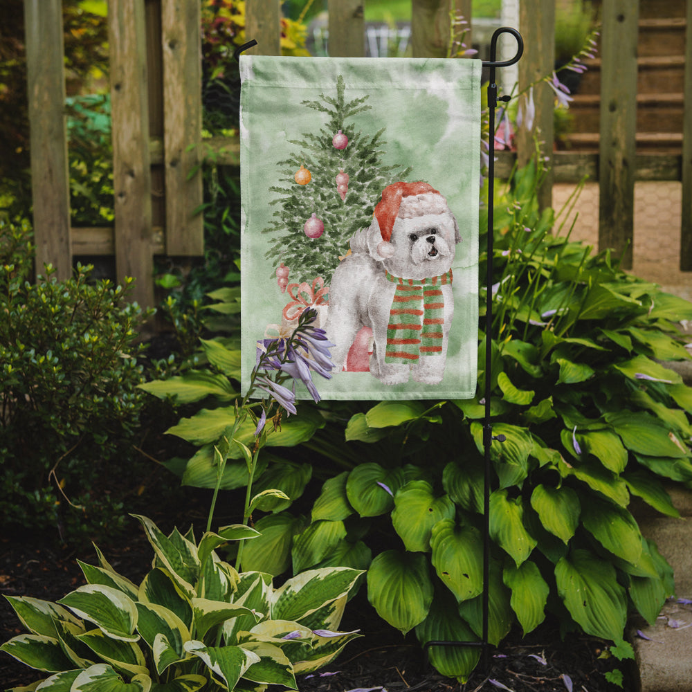 Bichon Frise Red Hat Christmas Presents and Tree Garden Flag