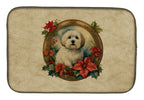 Coton De Tulear Christmas Flowers Dish Drying Mat