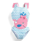 Cute Baby Girls' Whale One-Piece Swimsuit (Ages 1-8)