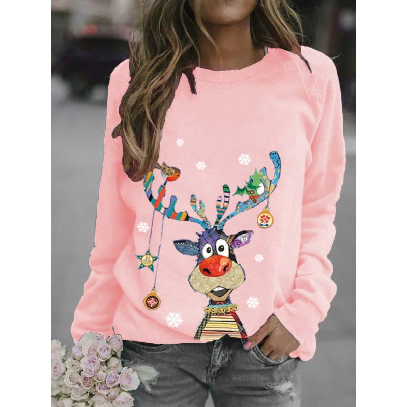 Christmas Pattern Long Sleeve Crew Neck Sweater
