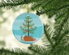 Crested Guinea Pig Merry Christmas Ceramic Ornament