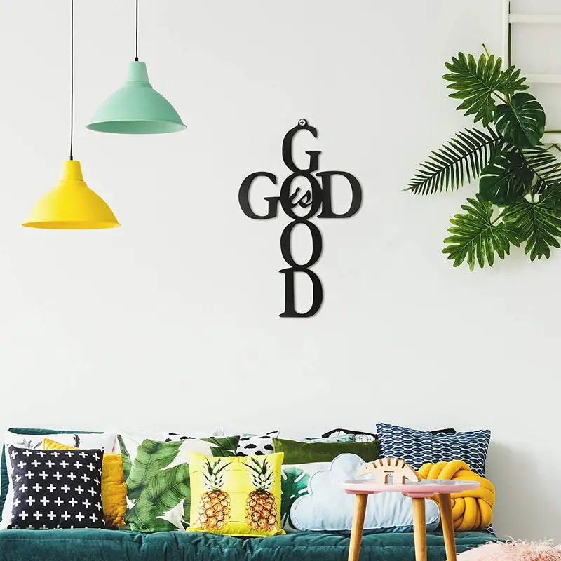 Cross God Is Good Metal Wall Art - Christian Decor