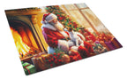 Jack Russell Terrier and Santa Claus Glass Cutting Board