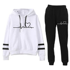 Cardiogram Love Printed Hooded Sweater Set