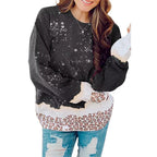 Leopard Splicing Loose Tie-Dye Sweater for Women