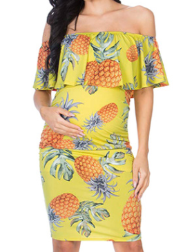 Floral Off-Shoulder Maternity Dress for Women