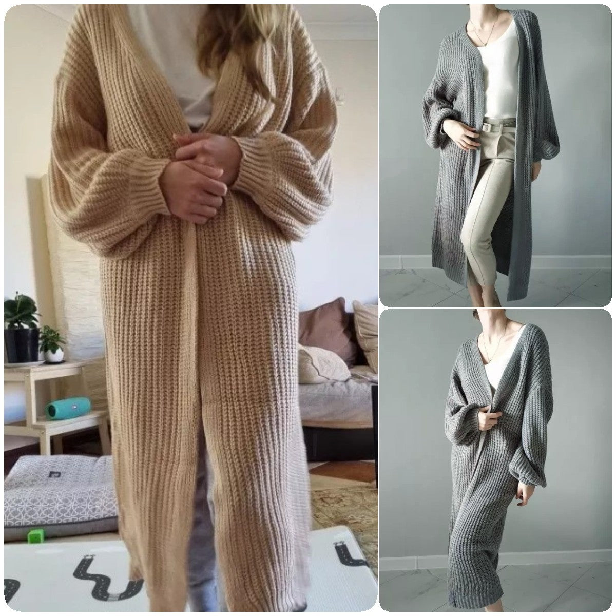 Women's Casual Long Buttonless Loose Coat Sweater