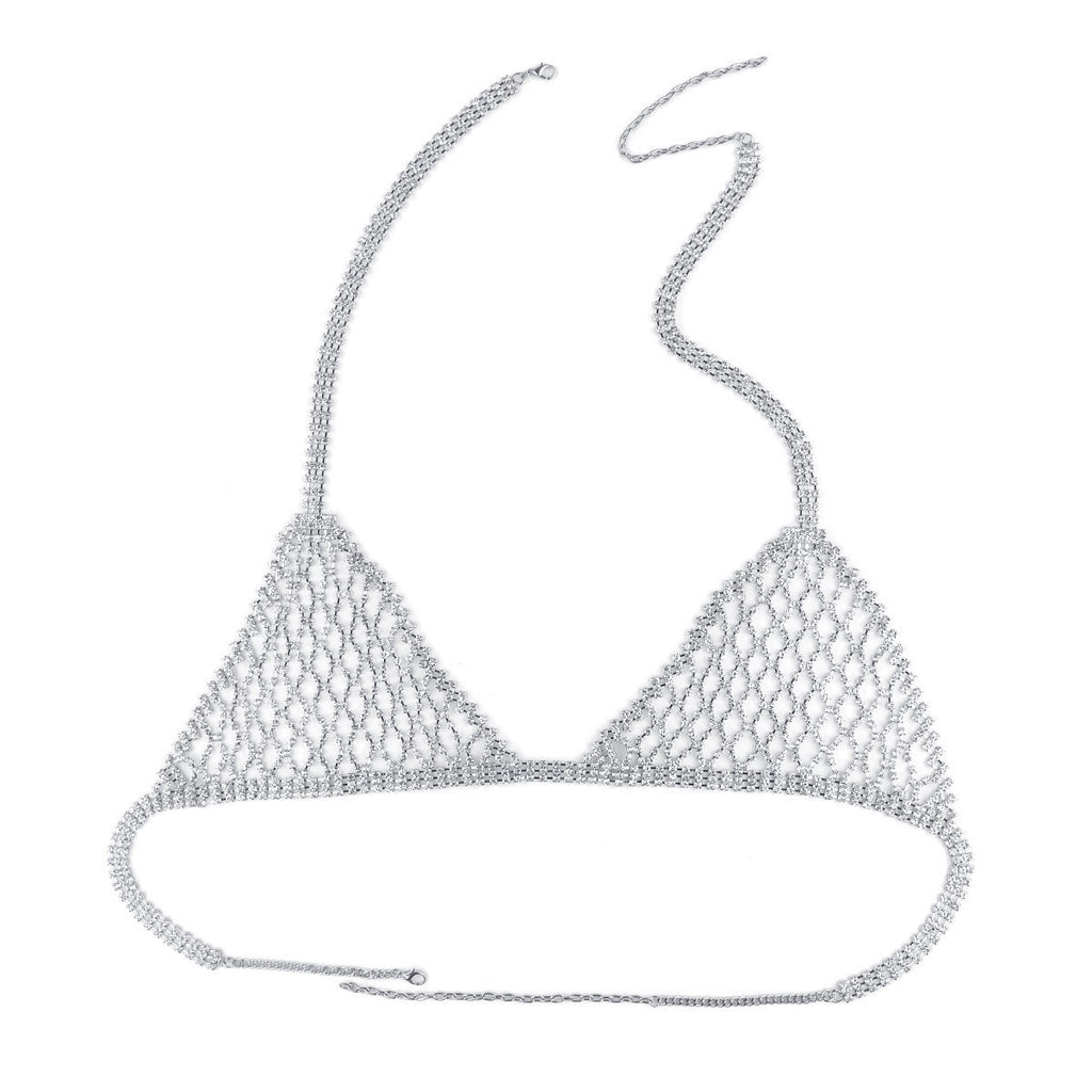 Exaggerated Rhinestone Body Chain and Bikini Necklace