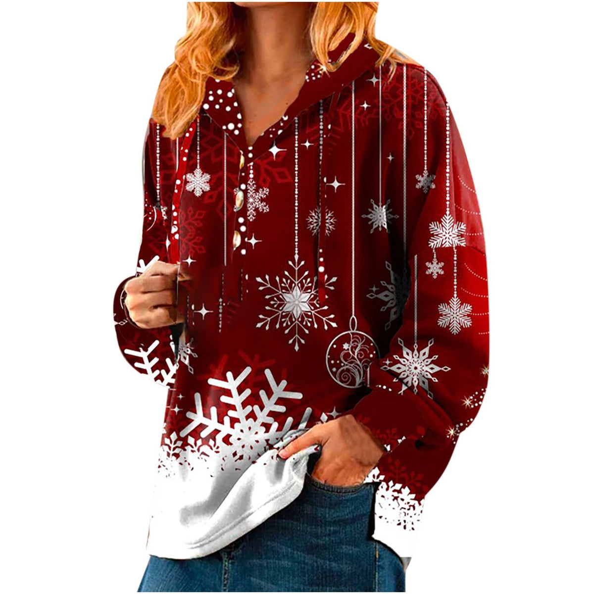 Casual Hooded Christmas Sweater for Ladies