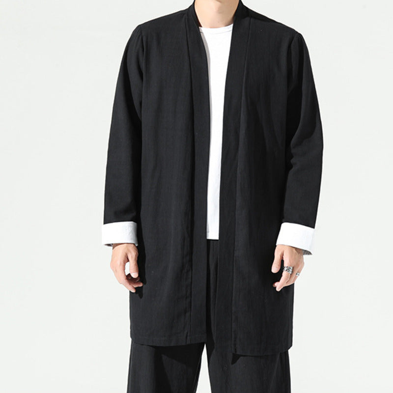 Men's Vintage Loose Kimono Jacket in Black, Blue, Green