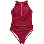 Womens One-Piece Swimsuit with Mesh Panel