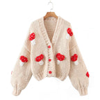 Autumn Two-Color Cute Mushroom Sweater Coat