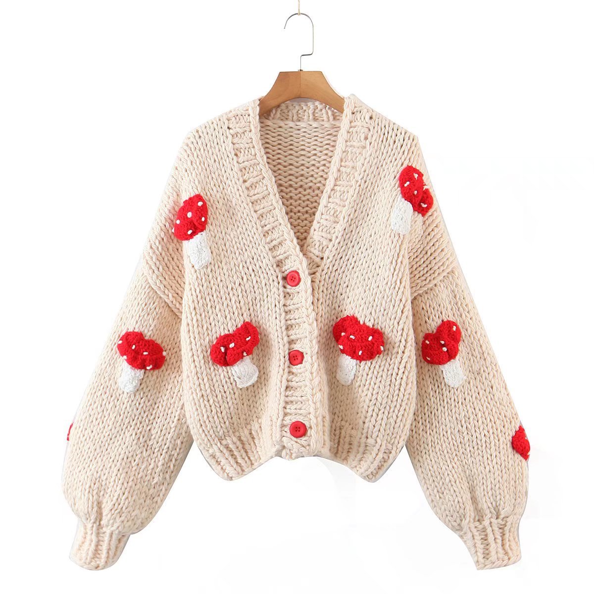 Autumn Two-Color Cute Mushroom Sweater Coat