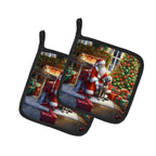 Weimaraner and Santa Claus Pair of Pot Holders