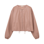 Drawstring High-Grade PU Leather Jacket